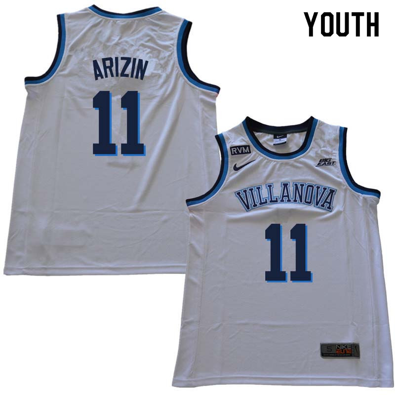 2018 Youth #11 Paul Arizin Willanova Wildcats College Basketball Jerseys Sale-White - Click Image to Close